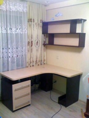 Компьютерный стол и открытые полк